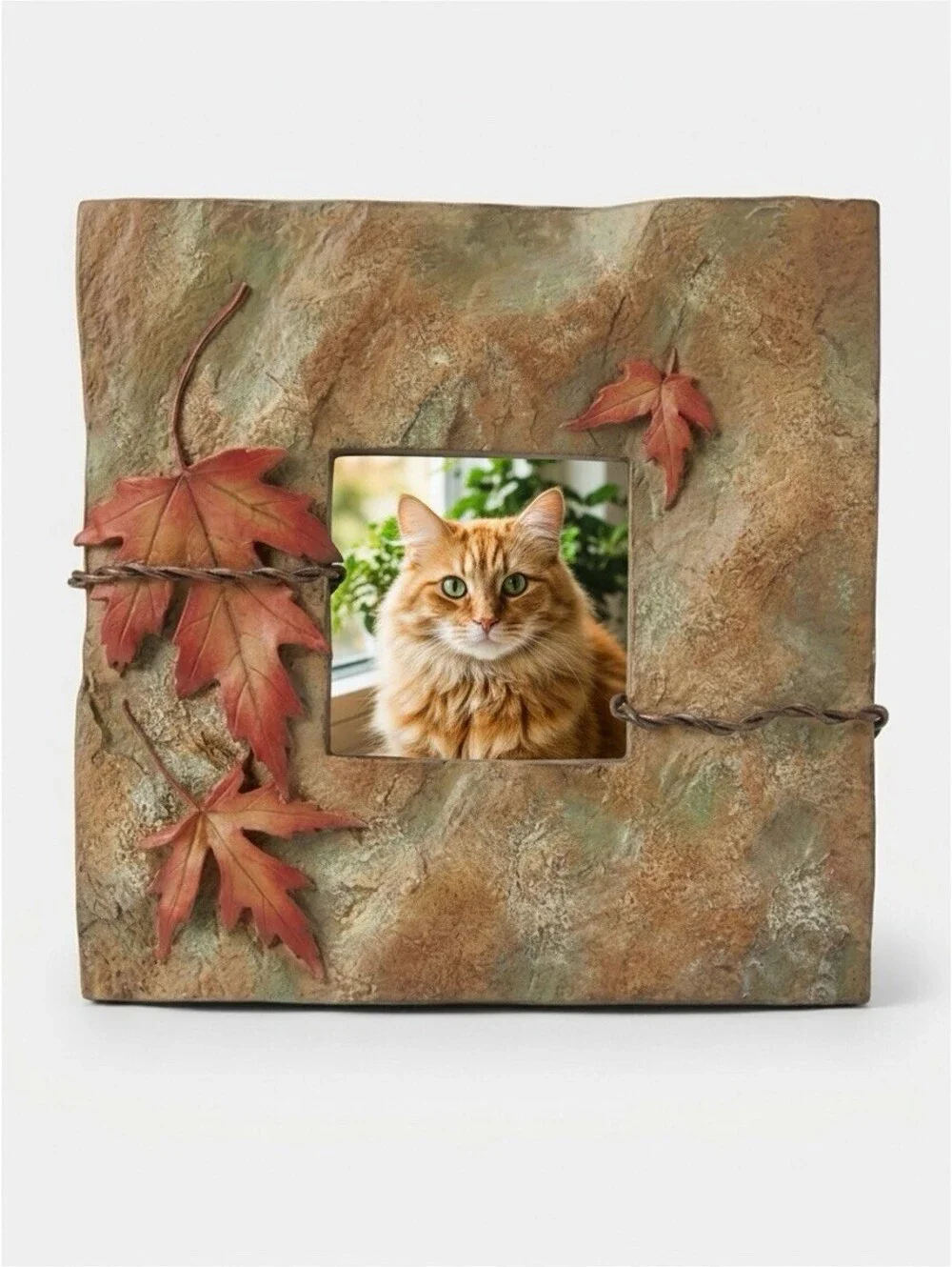 Vintage 1996 Frame-ology Rose Maple Fall Leaf 3x3 Photo Frame United Design